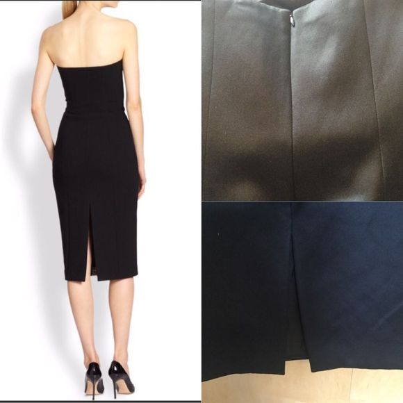 Michael Kors Strapless Satin Dress, Black - Picture 2 of 8